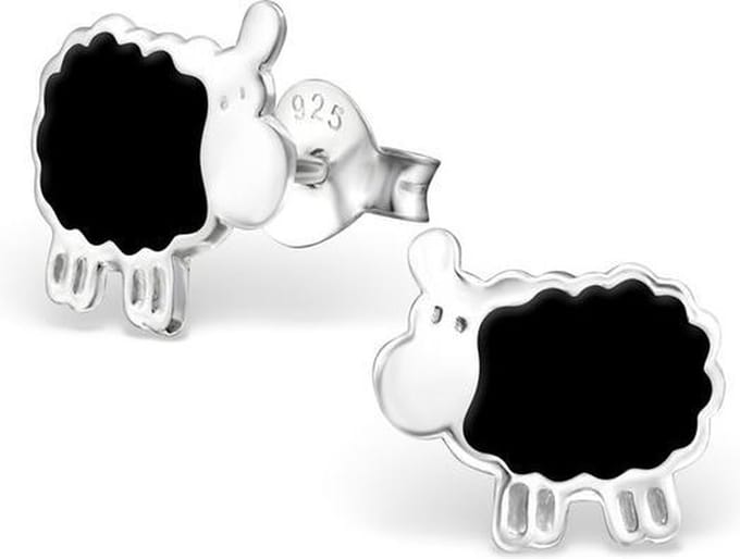 Princess Oorbellen Schaapje Z - 925 Zilver E-Coating - Dier - 10x9mm