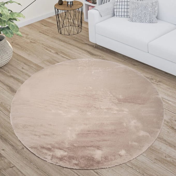 Muratap Paradise fluffy soft vloerkleed hoogpolig effen tapijt wit- 120 cm rond
