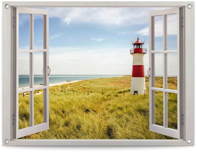 Tuinposter Vuurtoren uitzicht - 60 x 80 - Canvas - REINDERS
