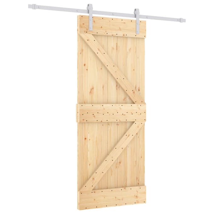 vidaXL - Schuifdeur - Natuurlijk - en - Wit - 85 - x - 210 - cm - Massief - Pine - Hout