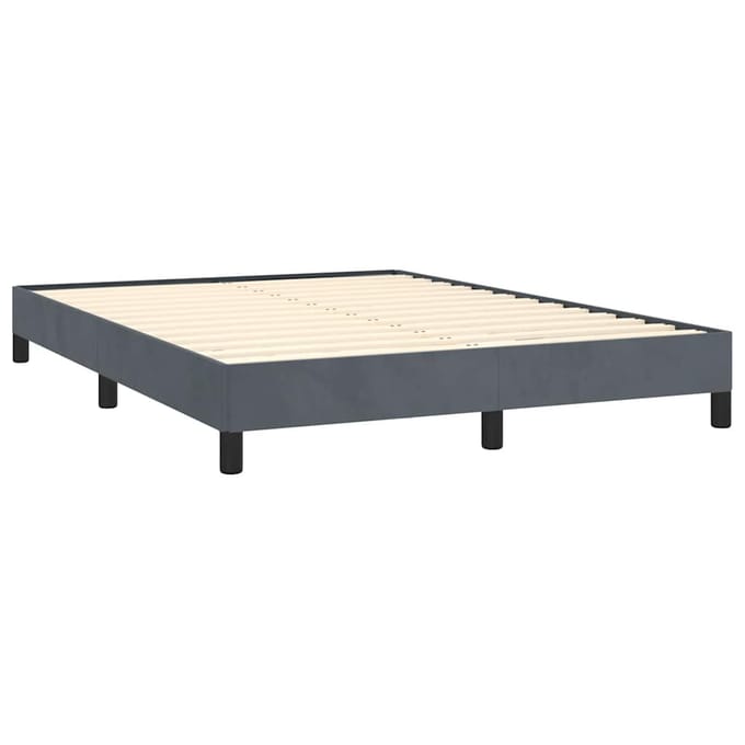 vidaXL - Bedframe - zonder - matras - donkergrijs - 137x190 - cm - volledig - fluweel