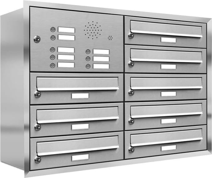 Inbouw met intercom 8 adressen(rand) type 2_Brievenbus met intercompaneel inbouw_8_adressen__RVS