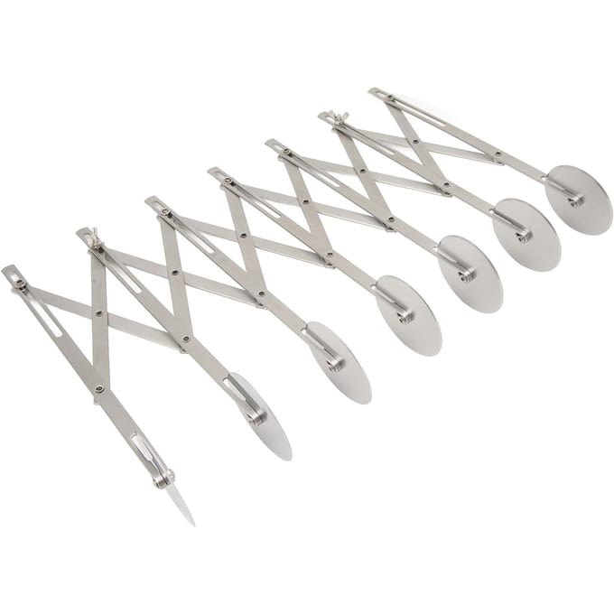 7 Wielen Gebakssnijder Roller Roestvrij Staal Multifunctioneel Verstelbare Breedte Multi Wielen Deeg white