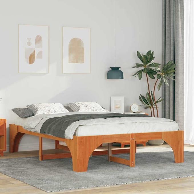 vidaXL - Bedframe - Bruin - 160 - x - 200 - cm - Massief - grenenhout