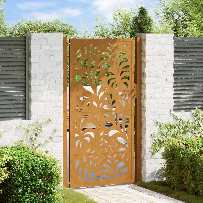 vidaXL - Poort - met - golfontwerp - 100x175 - cm - weervast - staal