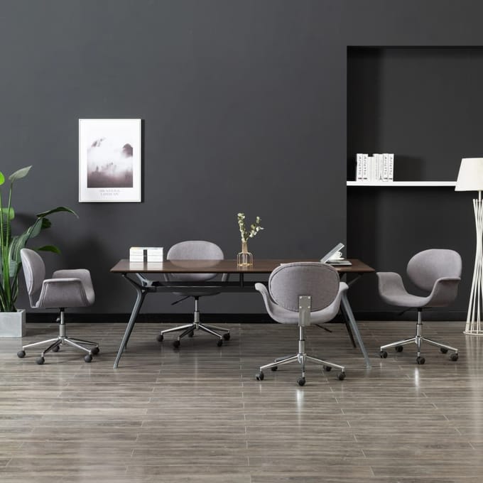 vidaXL Eetkamerstoelen 4 st draaibaar stof grijs