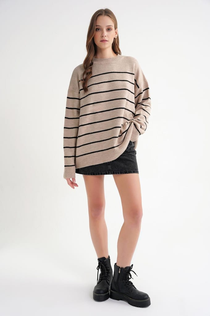 Gestreepte Crewneck Relaxed Breipullover