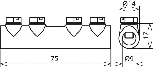 Dehn ZDC aansluitbus voor Rd 8mm met 4 schroeven M6x10mm - 385203