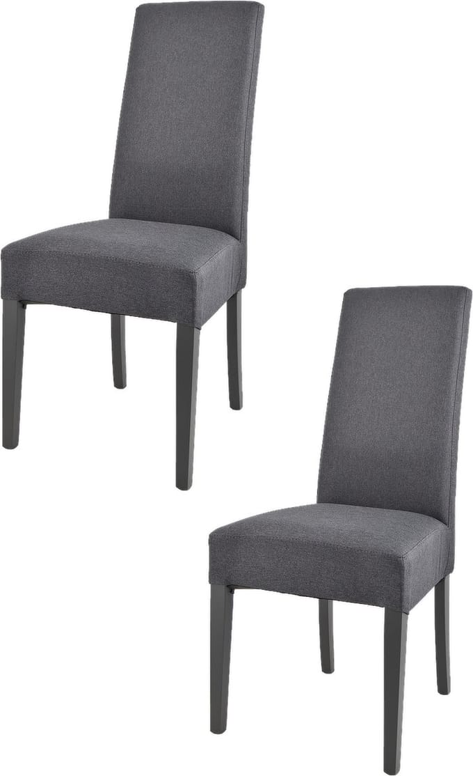 Tommychairs Chiara - Eetkamerstoelen - Set van 2 - Donkergrijs - Stof & Hout