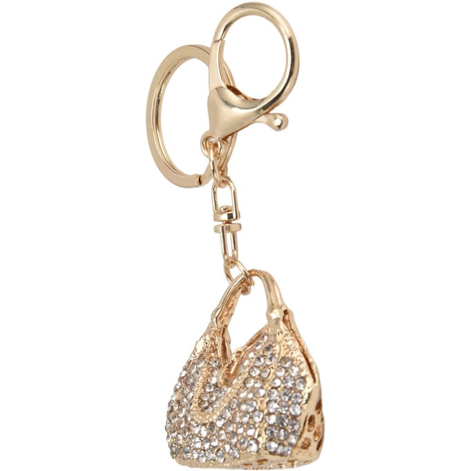 Strass Sleutelhanger Dames Handtas Vorm Unieke Sieraden Tas Portemonnee Hanger Accessoires beige