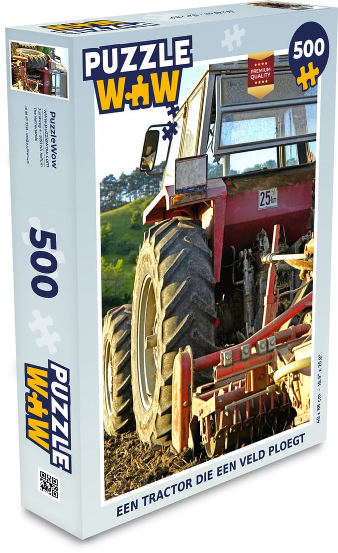 Puzzel Een tractor die een veld ploegt - Legpuzzel - Puzzel 500 stukjes