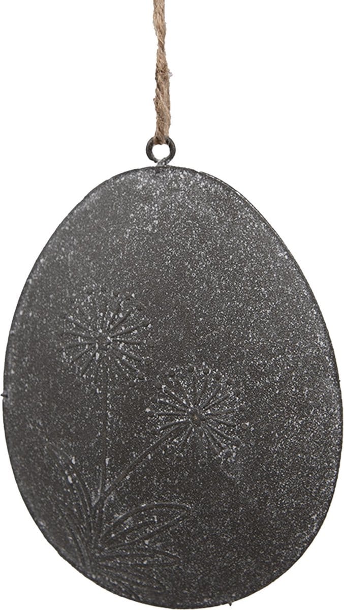 Clayre & Eef Paashanger Ei 8 cm Grijs Metaal