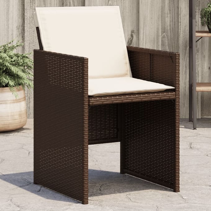 vidaXL - Tuinstoelen - 4 - st - met - kussens - poly - rattan - bruin