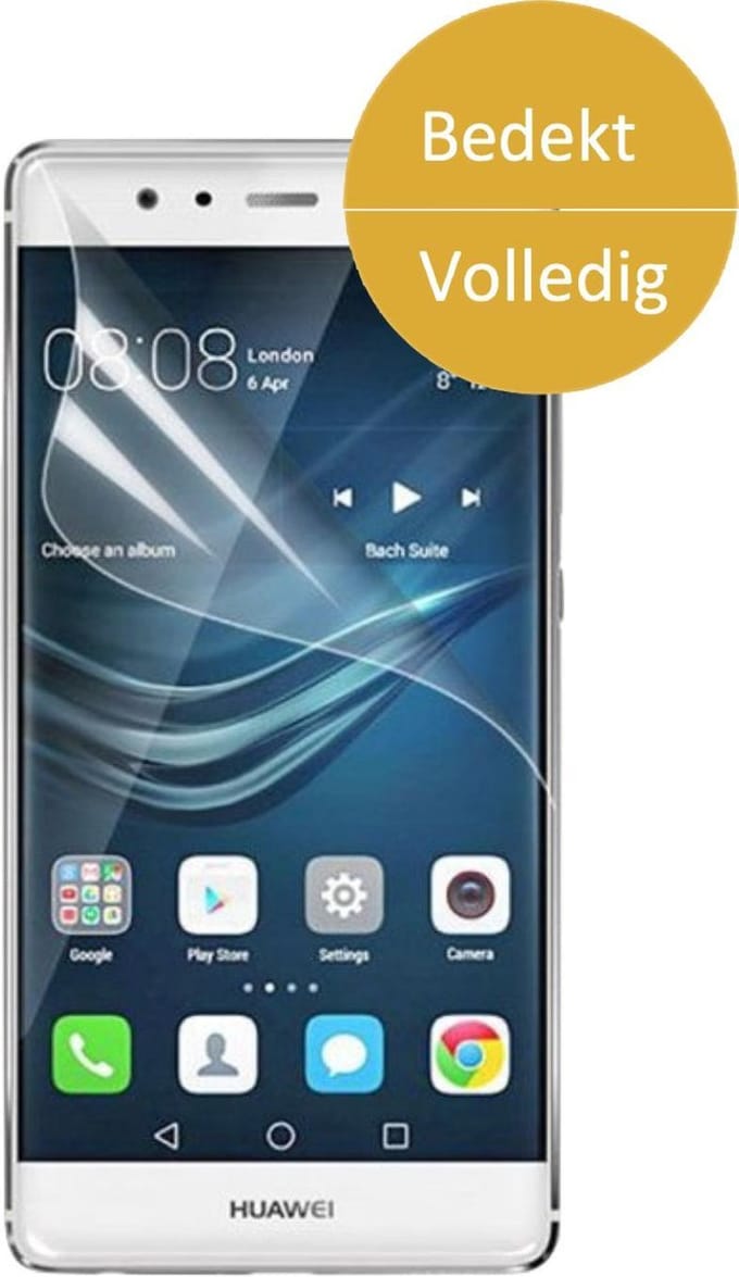 Screenprotector geschikt voor Huawei P9 - Glas PET Folie Screenprotector Transparant 0.2mm 9H (Full Screen Protector)