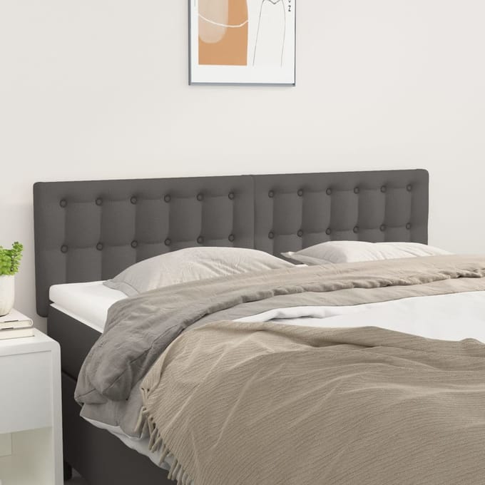 vidaXL - Hoofdborden - 144x5x78/88 - cm - kunstleer - grijs