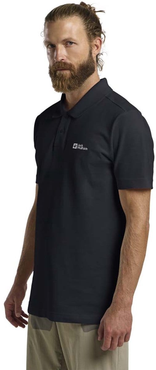 Jack Wolfskin Essential Korte Mouw Poloshirt Blauw,Zwart M Man