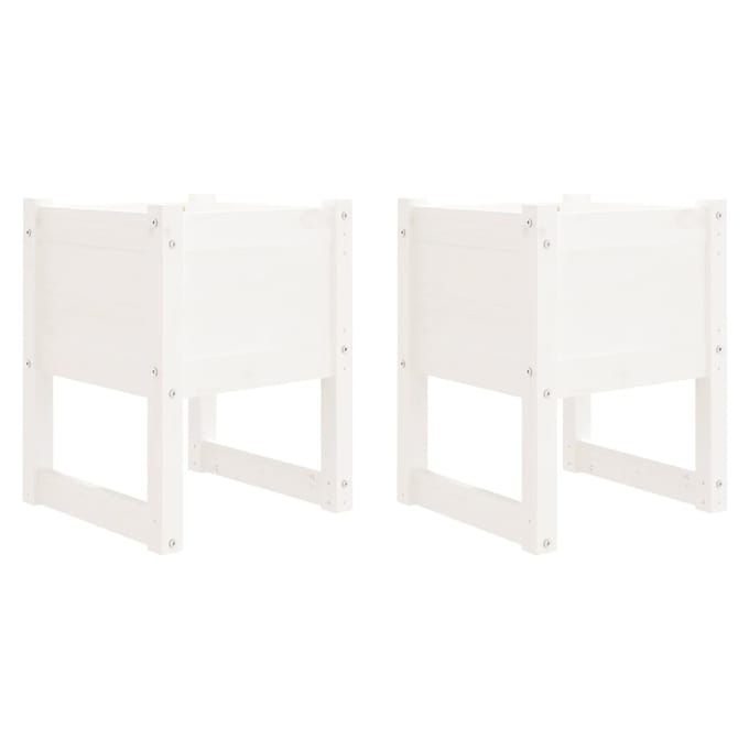 vidaXL - Plantenbakken - 2 - st - 40x40x52,5 - cm - massief - grenenhout - wit