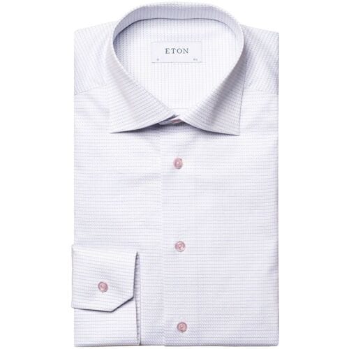 Eton Overhemd Micro Check Signature Twill Blauw-Roze / male