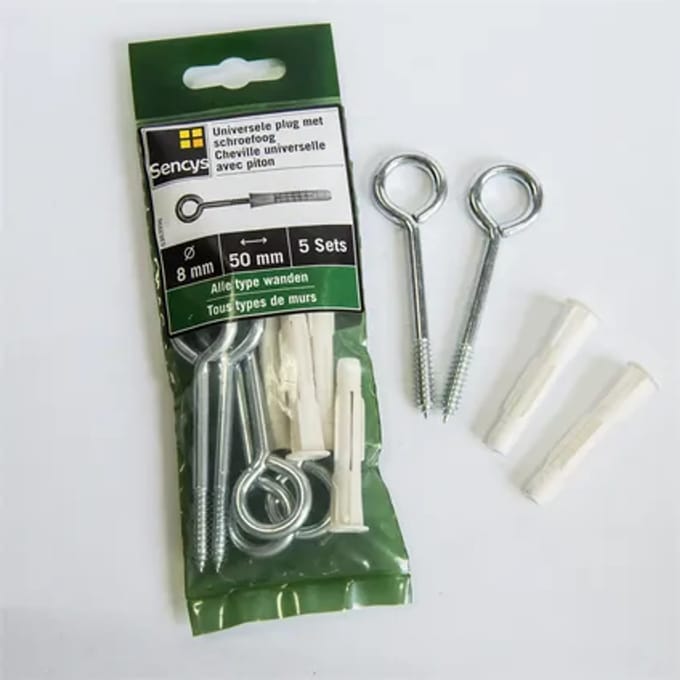 Sencys Universele Plug Met Schroefoog Kunststof - Diam. 8x50mm - 5 Stuks
