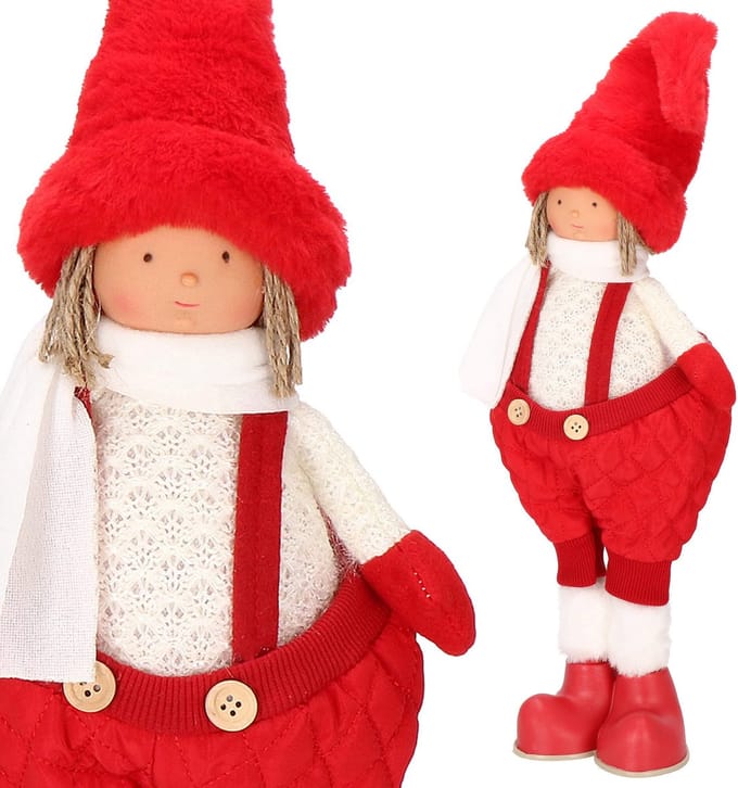 Springos Kerstdame - Kerstversiering - Rode Kabouter - 52 cm