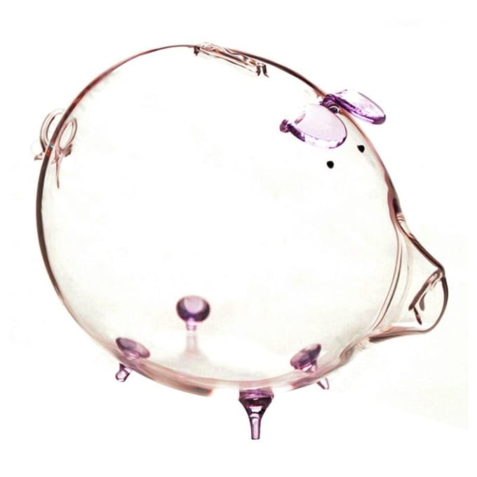 Tirelire cochon Tirelire Boîte d'épargne de pièces de monnaie Mignon verre transparent Souvenir Naissance white