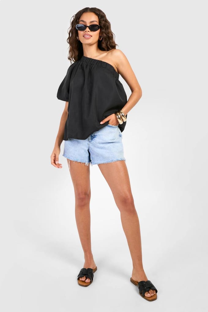 boohoo Dames One Shoulder Blouse | Zwart | Maat: 38