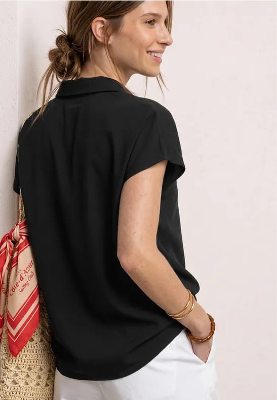Blouseshirt met overhemdkraag en elastische zoom