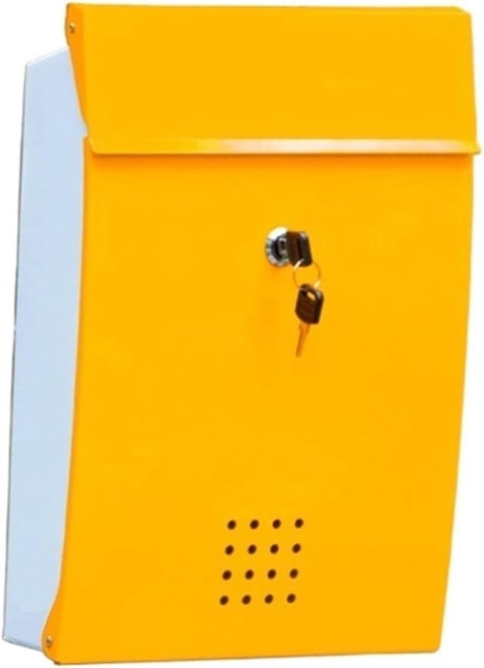 Brievenbus Muurmontage - Postbus Buiten - Post Ontvangen - Afsluitbaar Ontwerp - 37x25x7cm - Geel