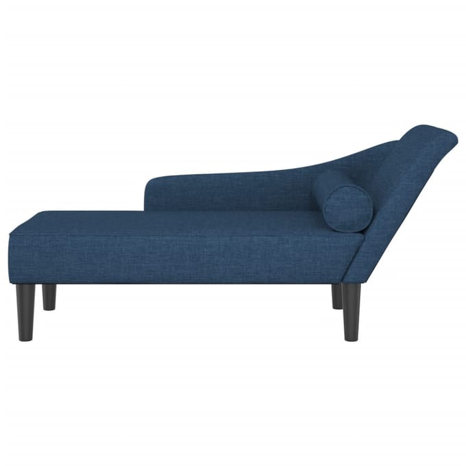 vidaXL - Chaise - longue - met - kussens - stof - blauw