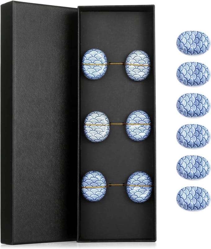 Keramische eetstokjeshouders - 6 stuks met geschenkdoos