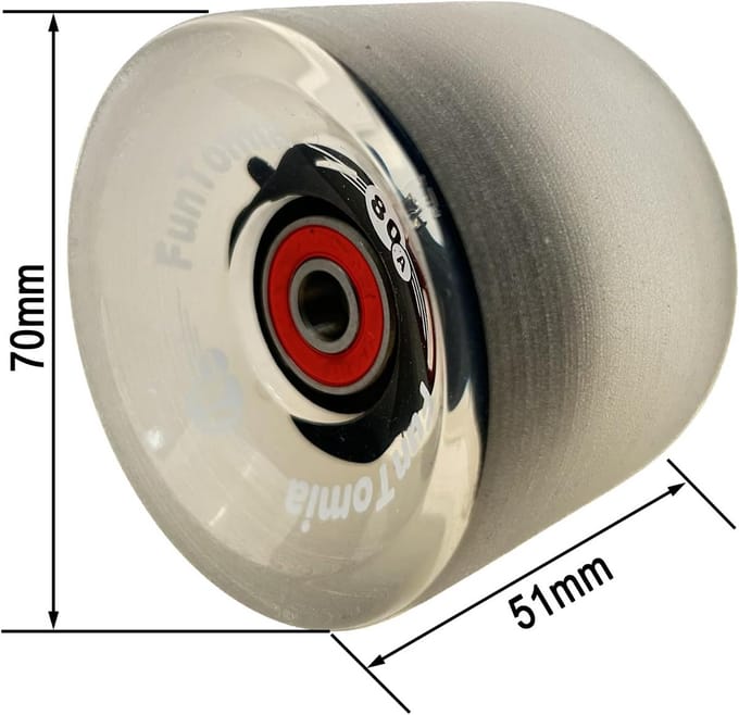 LED Longboard Wielen Set 70x51mm 80A met ABEC-9 Lagers en T-Tool
