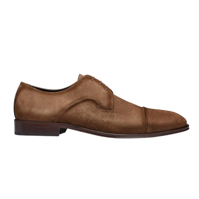 Boss Heren Derrek suède derby-schoenen met lage hak (Medium Beige)