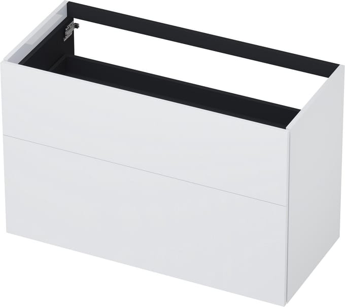 INK wastafelonderkast 2 laden greeploos push to open gelakt 100x45x65cm, hoogglans wit
