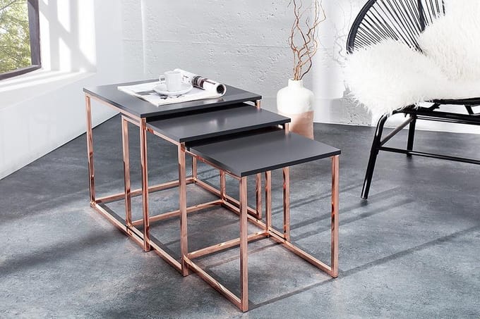 Design bijzettafel set van 3 ELEMENTS 40cm antraciet koper