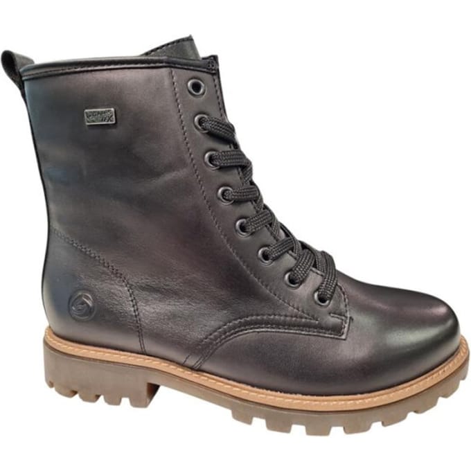 Remonte Zwarte Leren Dames Veterboots - Zwart - 41