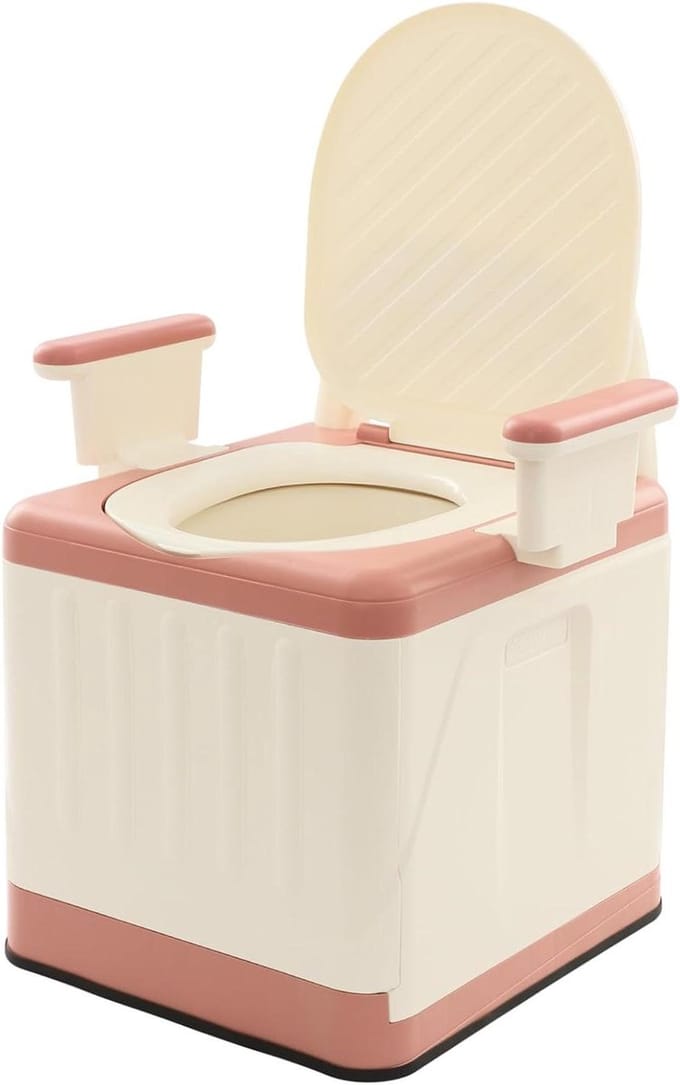 Draagbaar Toilet - Kampeer WC - Buiten Activiteiten - Inklapbaar Ontwerp - 150 kg Belasting - Roze Beige