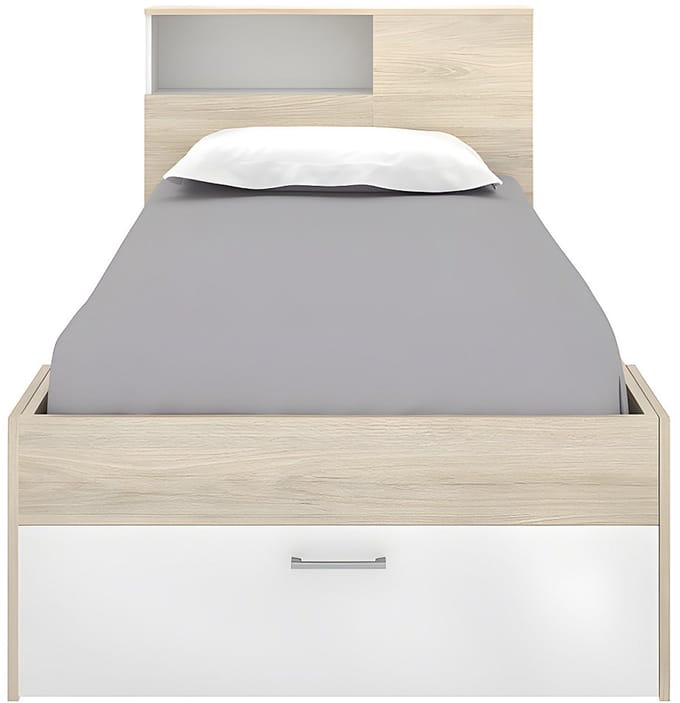 Vente-unique Bedframe hout natuurlijk licht, wit 90 x 190 cm