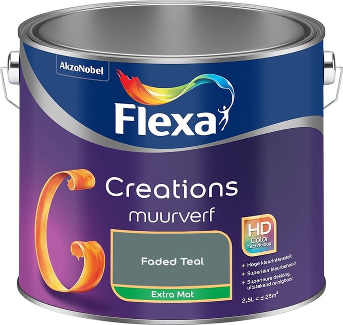 Flexa - Creations Muurverf Extra Mat - Faded Teal - Mengverf - 2,5 L