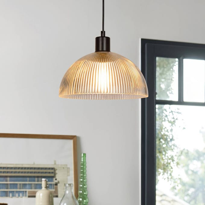 COREP Hanglamp Duomo, transparant/zwart, Ø 25 cm, glas