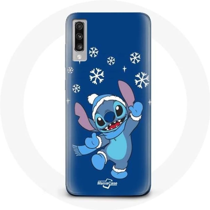 Samsung Galaxy A70 hoesje Stitch sneeuw Kerst blauw blauw