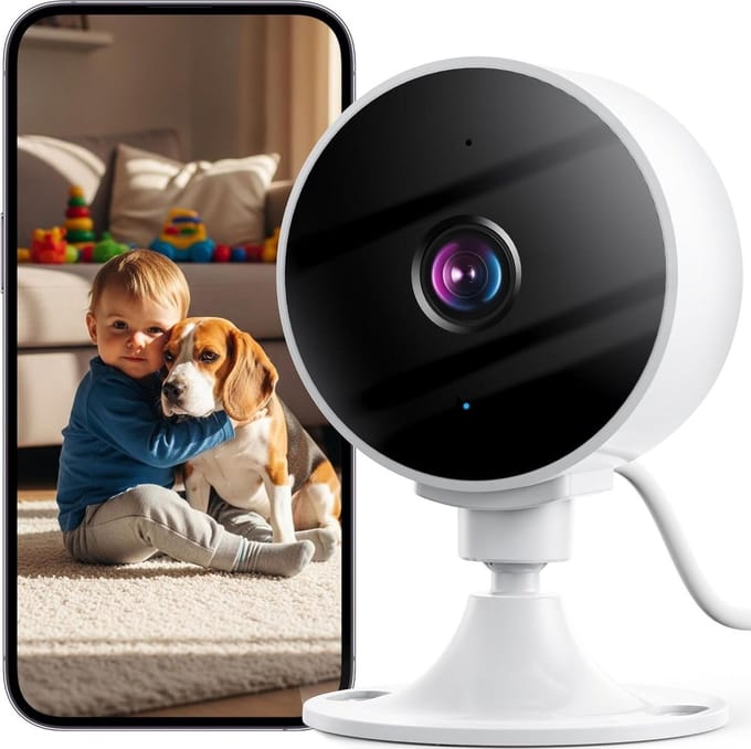 Binnen Camera - Beveiligingscamera WiFi - Huis Bewaken - 2K 3MP Resolutie - 6x6x9 cm - Wit