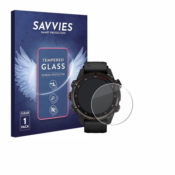 Savvies - Glas Screenprotector voor Garmin Descent Mk3i (43 mm) - Gehard Beschermglas 9H