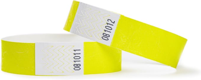 200 Polsbandjes, Tyvek Neon Geel