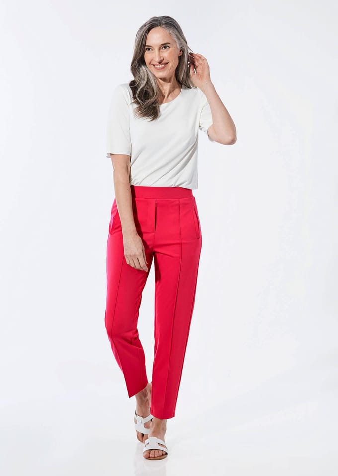 Wijde broek SARA van viscose-jersey - rood - Gr. 235 van Goldner Fashion