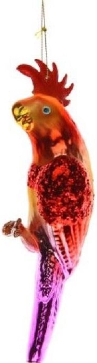 ZoeZo Design - 2 stuks - Kerstboomhanger - kerstbal - papegaai - glas - H 17 cm