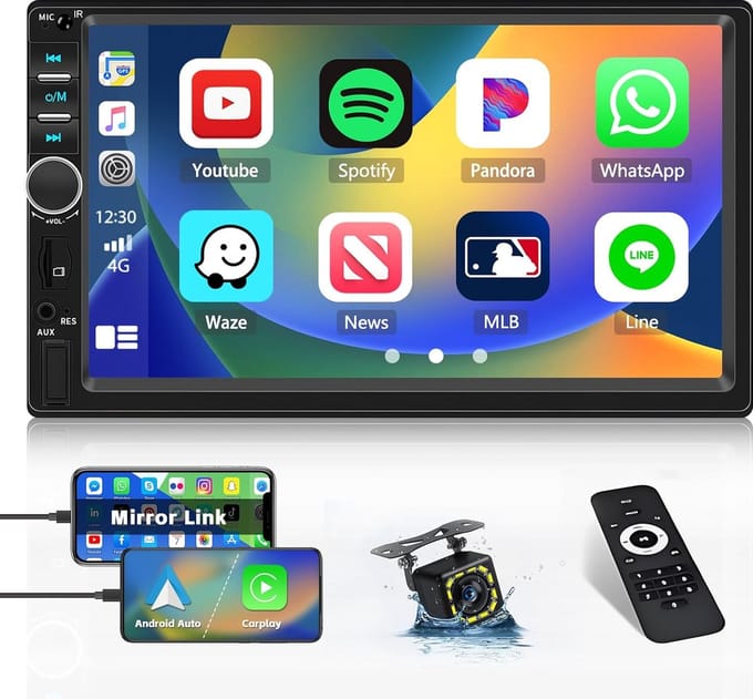 AutoRadio 2 Din - 7 inch - MP5 - Bedraad Carplay - Universeel