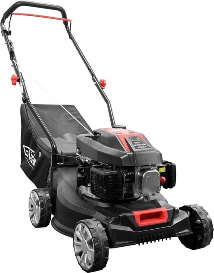 Luxe Grasmaaier – Benzine – Zelfrijdend – Grastrimmer – 406MM Snijbreedte – Instelbare Hoogte – 40L Capaciteit – Zwart