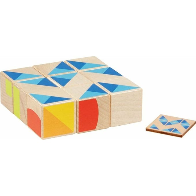 GOKI Puzzel - Spel - 9 Blokken - 25 Patronen - Hout - 3 Jaar