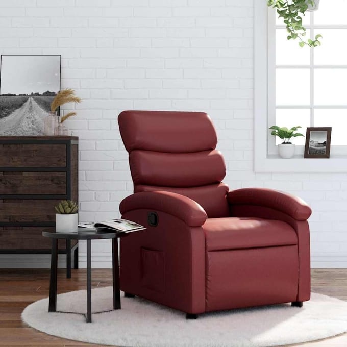 vidaXL - Fauteuil - verstelbaar - kunstleer - wijnrood