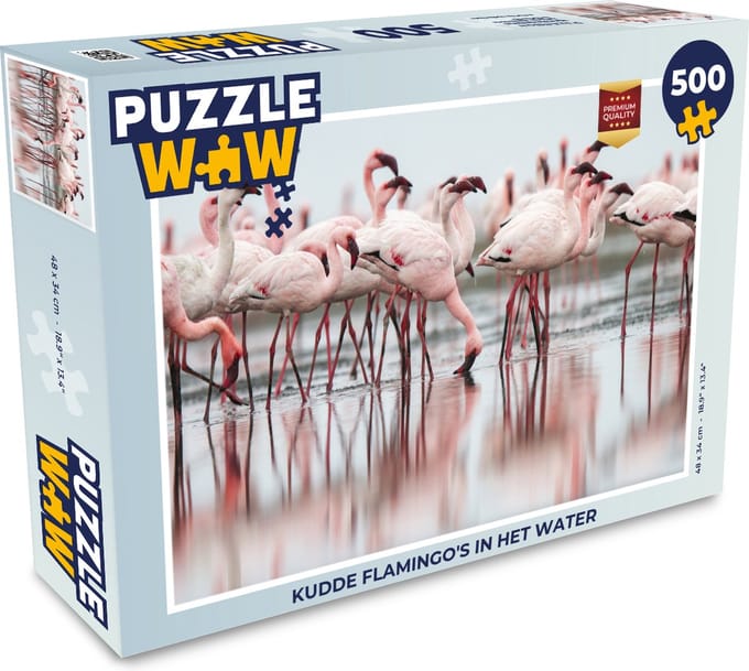 Puzzel Kudde flamingo's in het water - Legpuzzel - Puzzel 500 stukjes